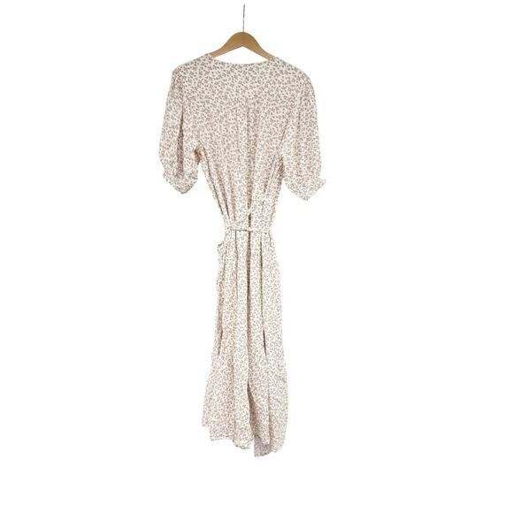 Angel Maternity Cream Pink Floral Wrap Maxi Dress Minimalist Womens Large - Picture 7 of 8